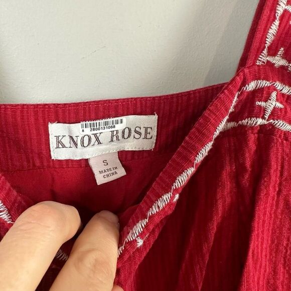 Knox Rose boho embroidered square neck ruffle shoulder tiered midi dress - Picture 4 of 13